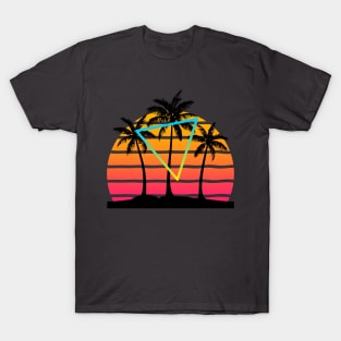 Sunset 80s Palm Tree Art T-Shirt